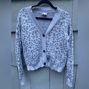 Gray leopard cardigan
